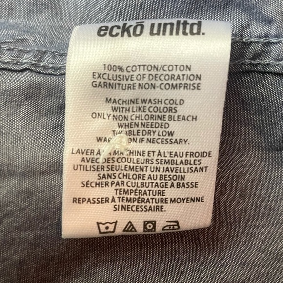 Eckō Unltd. Short Sleeve button down, Grey Blue, Size M - Picture 4 of 6